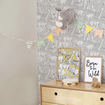 Superfresco Easy Vliesbehang Jungle Dieren Grijs (108567) - Afbeelding 2