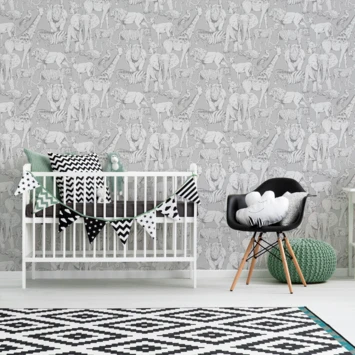 Superfresco Easy Vliesbehang Jungle Dieren Grijs (108567) - Afbeelding 3