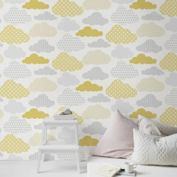 Superfresco Easy Vliesbehang Wolken Geel-grijs (108267) - Afbeelding 3